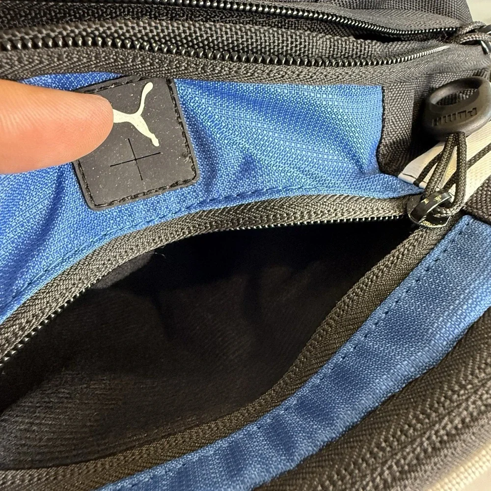 PUMA Backpack Blue Black White Multi Pocket Padded School Sport Travel Bag
